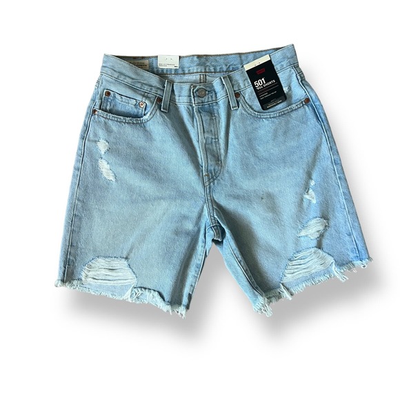 Levi's 501 90s High Rise Distressed Shorts Size 28 NWT - Picture 5 of 11
